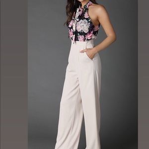 Floral tie neck jumpsuit